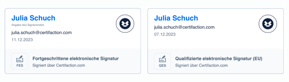 Signaturkarten von Certifaction für FES und QES